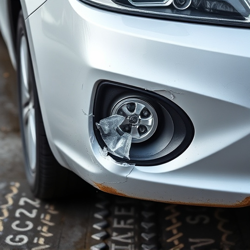 damaged car bumper