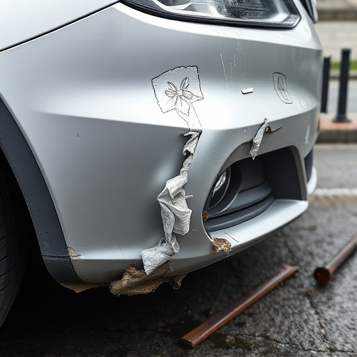 damaged car bumper