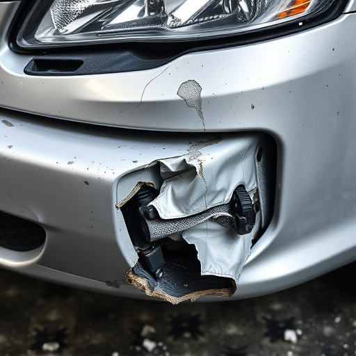 damaged car bumper