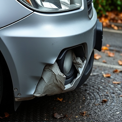 damaged car bumper