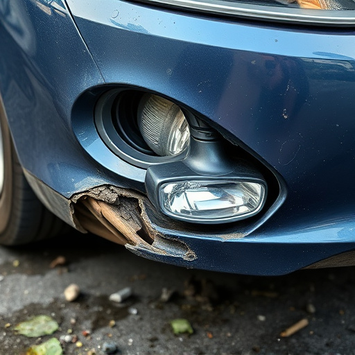 damaged car bumper