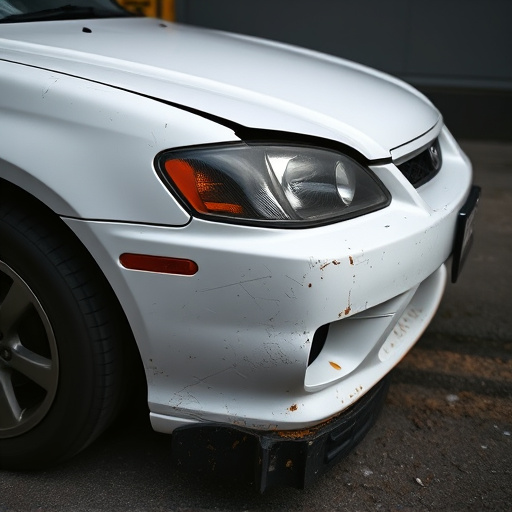 damaged car bumper