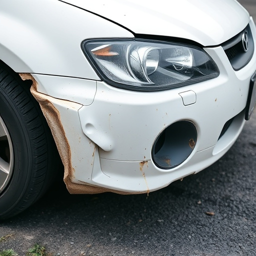 damaged car bumper