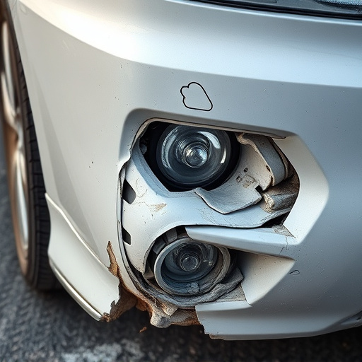 damaged car bumper
