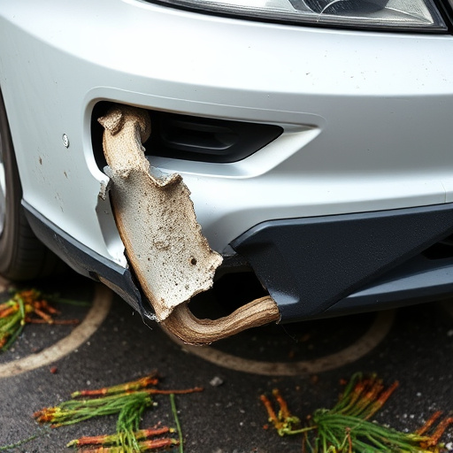 damaged car bumper