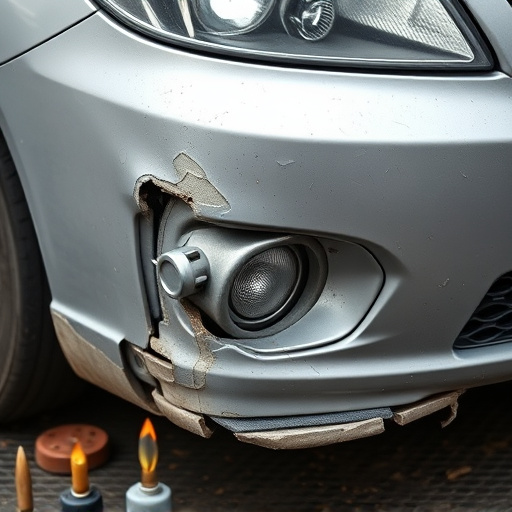 damaged car bumper