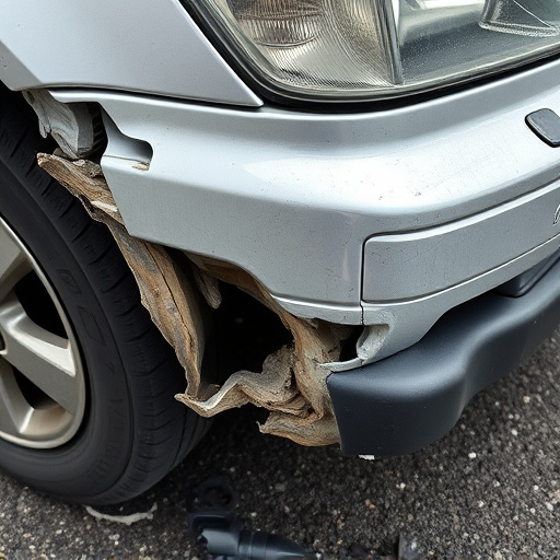 damaged car bumper