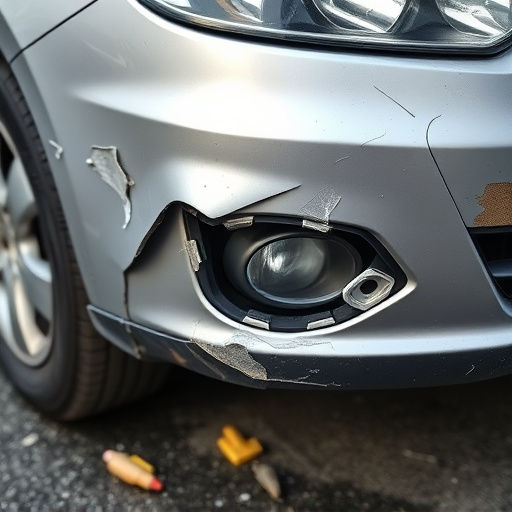 damaged car bumper