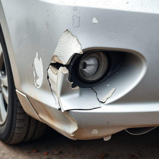 damaged car bumper