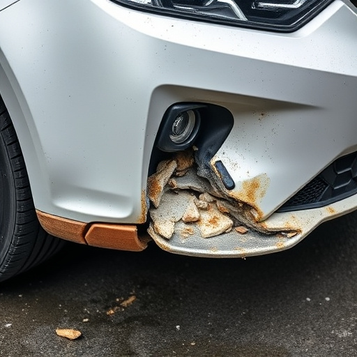 damaged car bumper