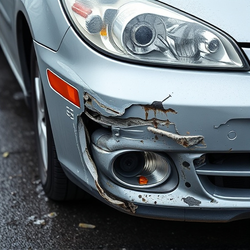 damaged car bumper