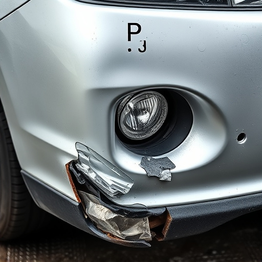 damaged car bumper