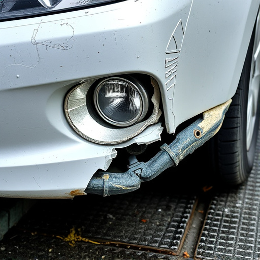 damaged car bumper