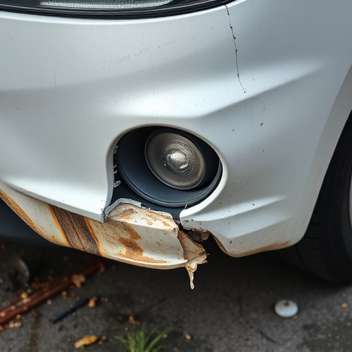 damaged car bumper