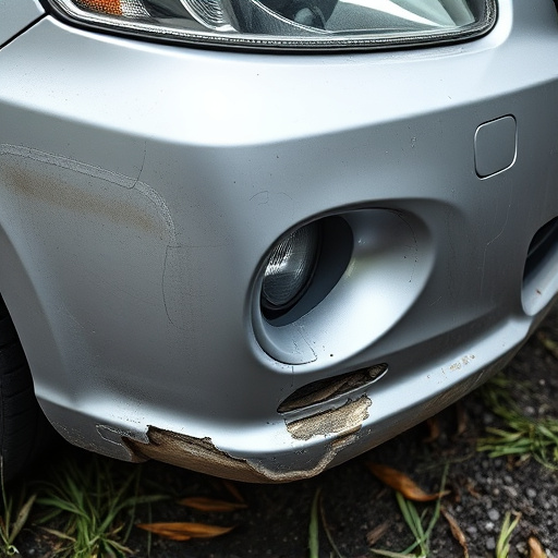 damaged car bumper