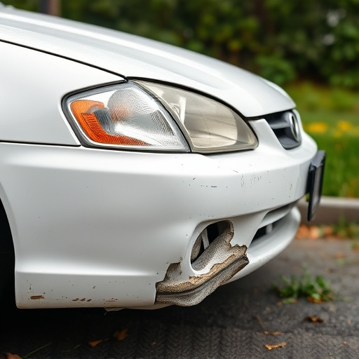 damaged car bumper
