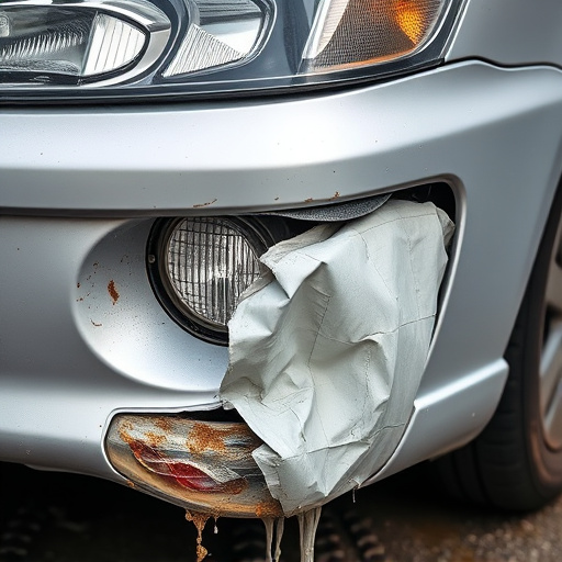 damaged car bumper