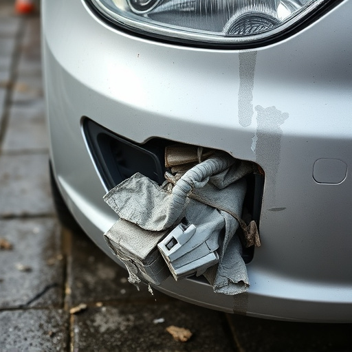 damaged car bumper