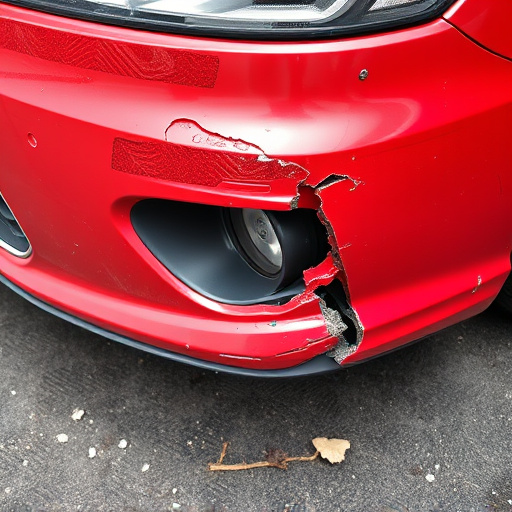 damaged car bumper