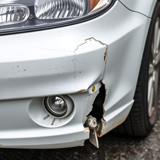 damaged car bumper