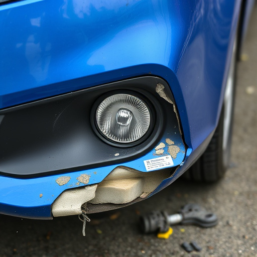 damaged car bumper