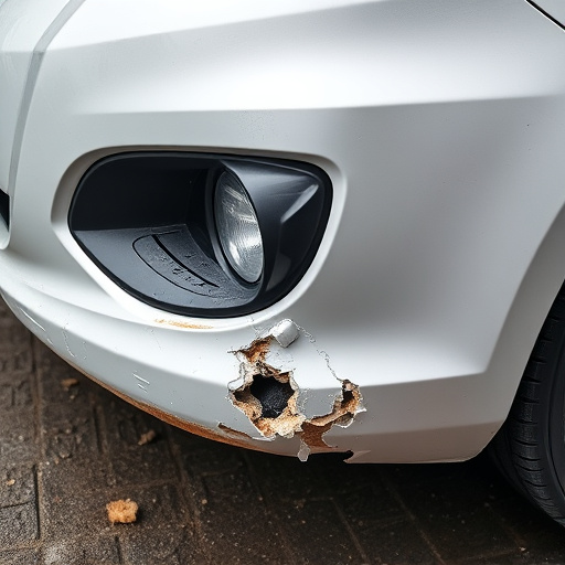 damaged car bumper