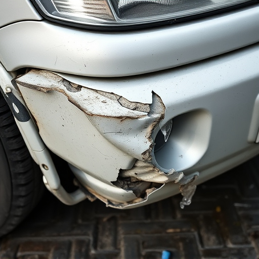 damaged car bumper