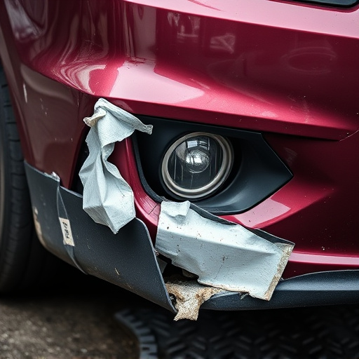 damaged car bumper