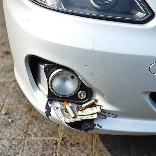 damaged car bumper
