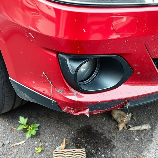damaged car bumper