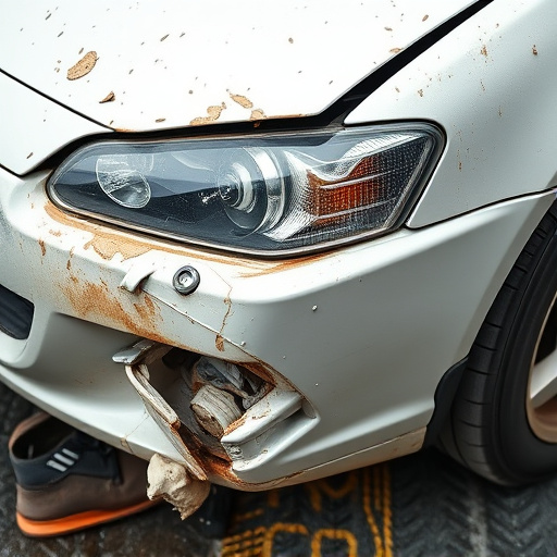damaged car bumper