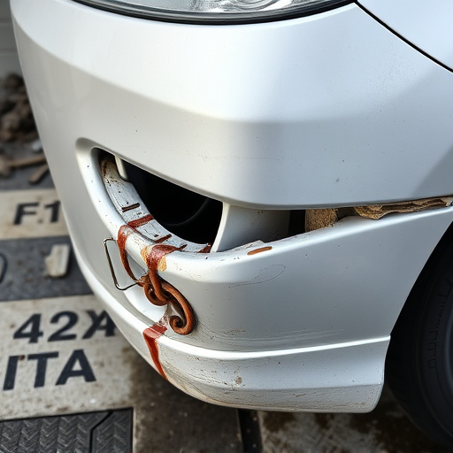 damaged car bumper