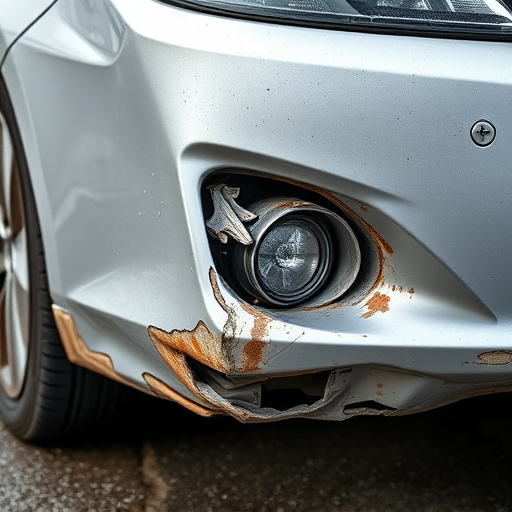 damaged car bumper