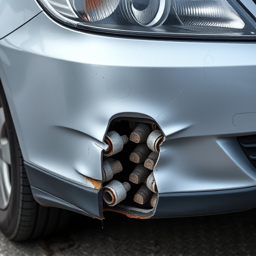 damaged car bumper