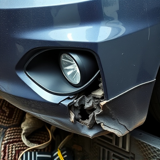 damaged car bumper