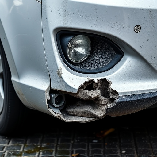 damaged car bumper