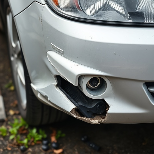 damaged car bumper