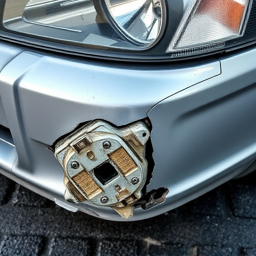 damaged car bumper
