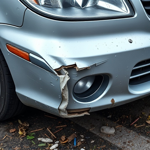 damaged car bumper