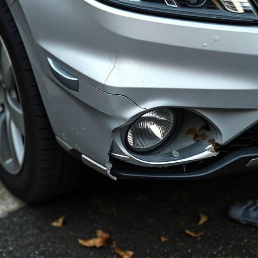 damaged car bumper