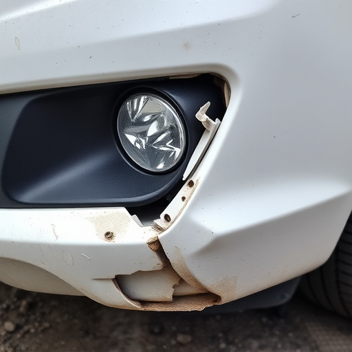 damaged car bumper