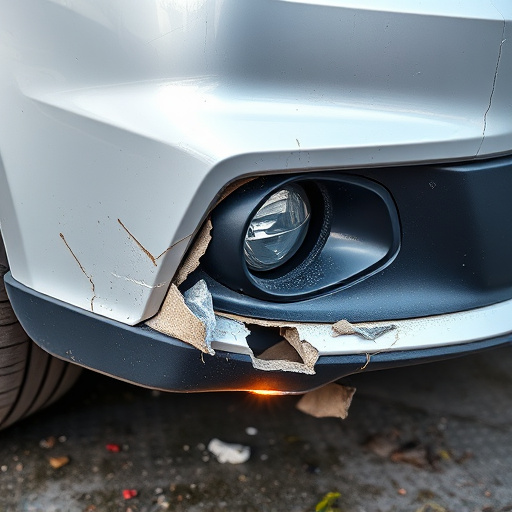 damaged car bumper