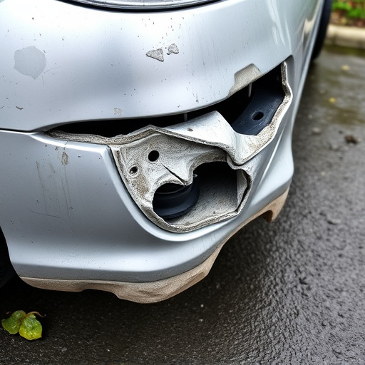 damaged car bumper