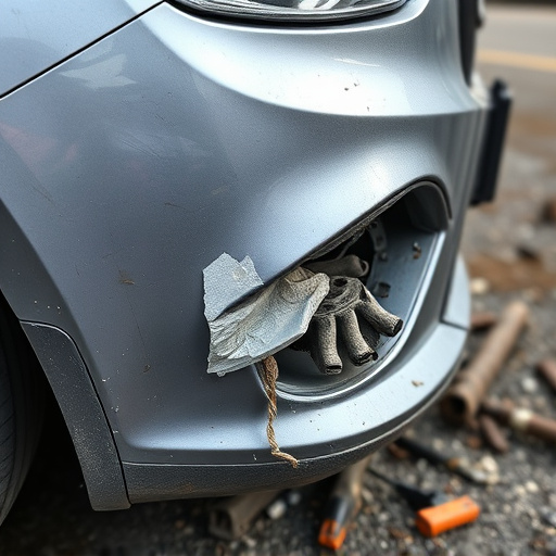 damaged car bumper