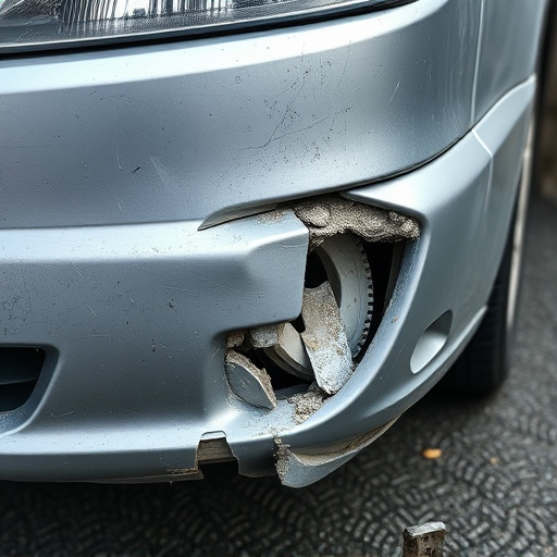 damaged car bumper