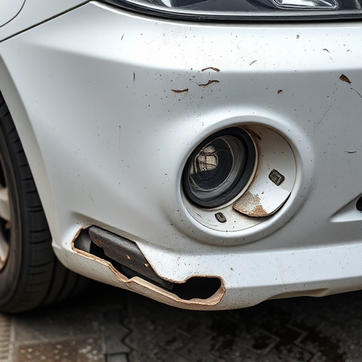 damaged car bumper