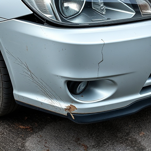 damaged car bumper
