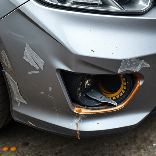 damaged car bumper