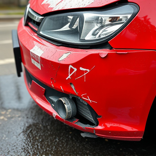 damaged car bumper