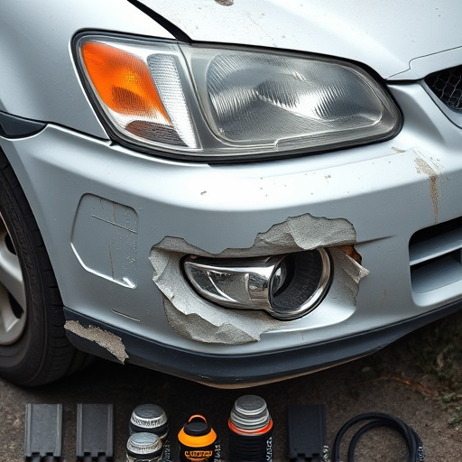 damaged car bumper